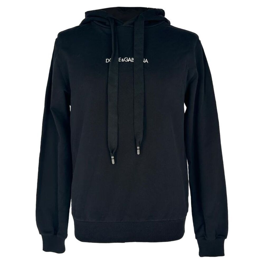 Dolce & Gabbana Logo-Print Hoodie in Black Cotton